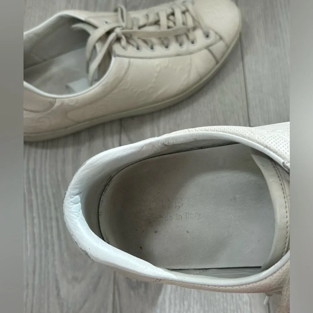 Gucci Ace GG Embossed White Sneakers